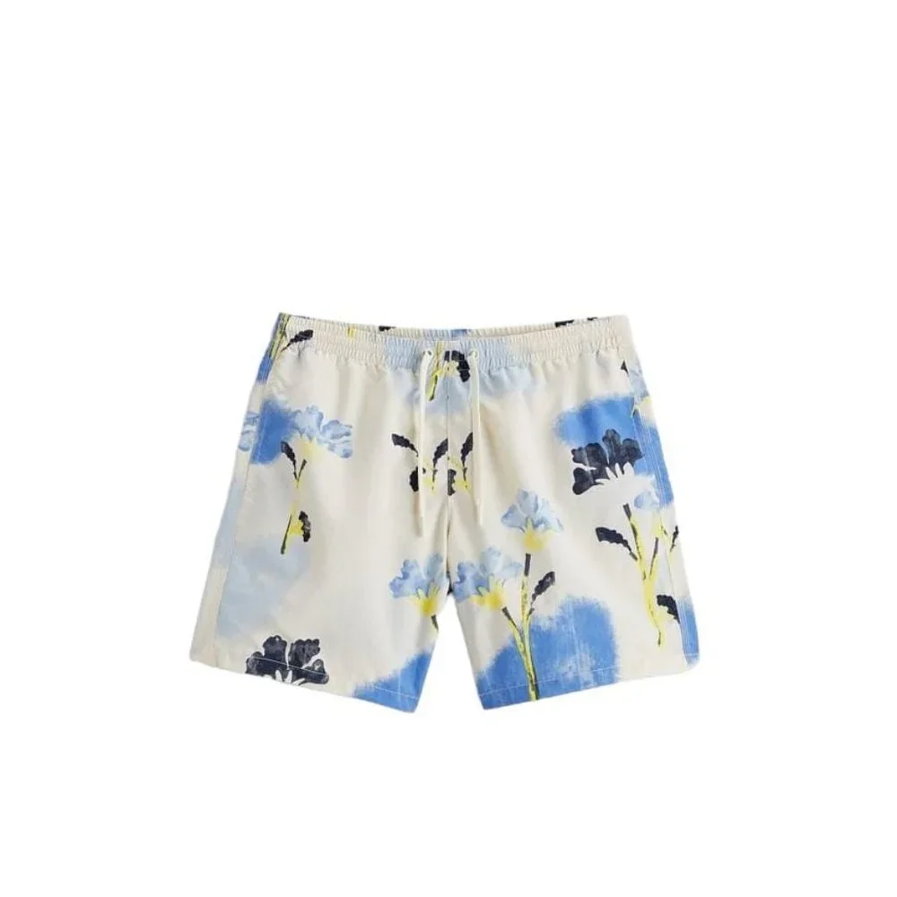 ZARA FLORAL PRINT SWIMMING TRUNKS DUCK BLUE SIZE L | 8574/449/442